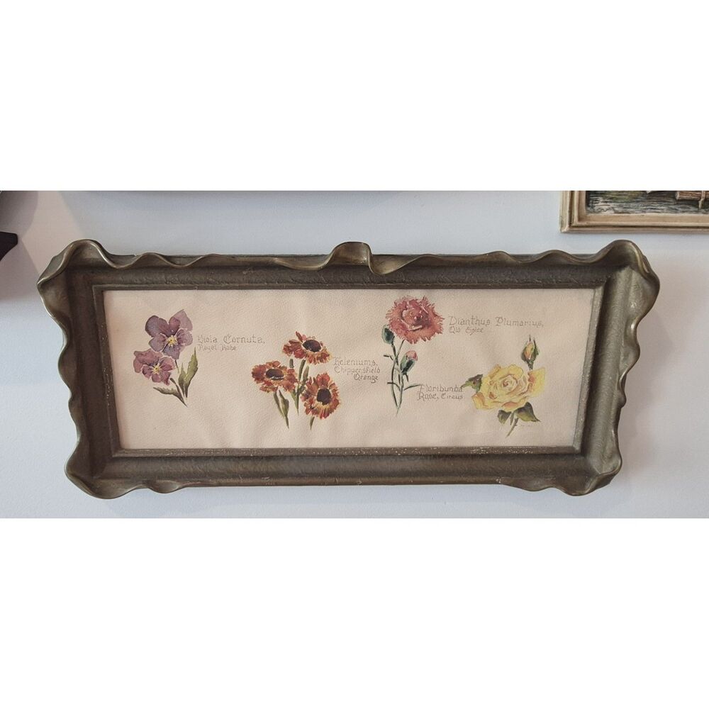 Vintage Margery Roemer Clearwater-Early Botanical Watercolor-ornate frame